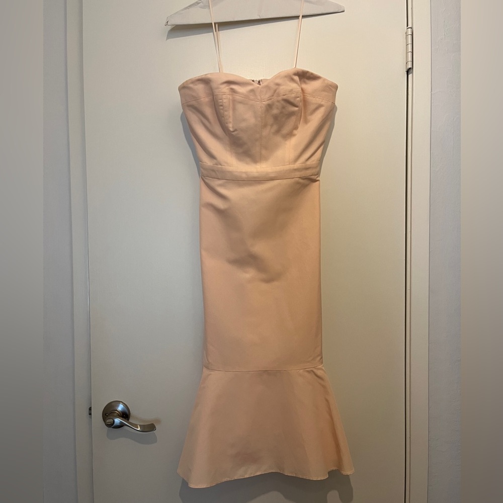 J. Crew Soft Pink Strapless Dress with Ruffled Hem